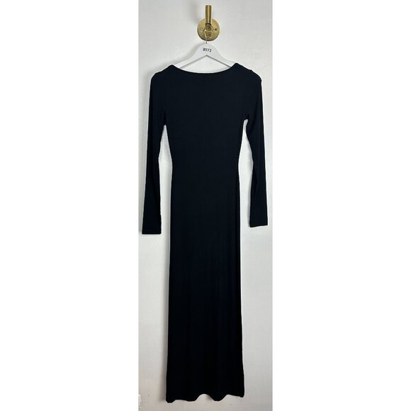 SKIMS Lounge Ribbed Long Sleeve Maxi Dress in Onyx Black Size Medium - Picture 10 of 16